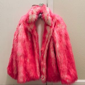 J Valentine Hot Pink Faux Fur Jacket